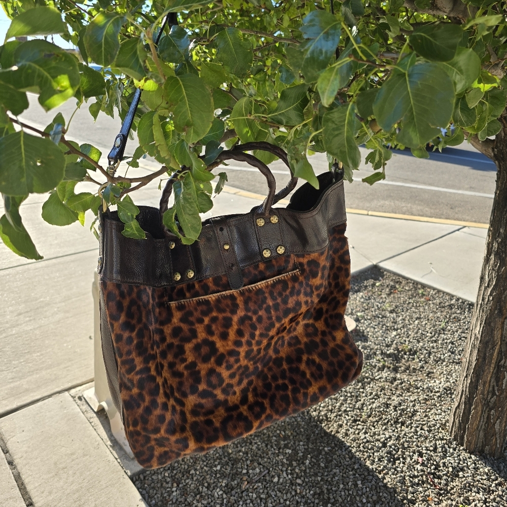 Patricia Nash Emillion Leopard Leather Crossbody Shoulder Bag & Storage Bag